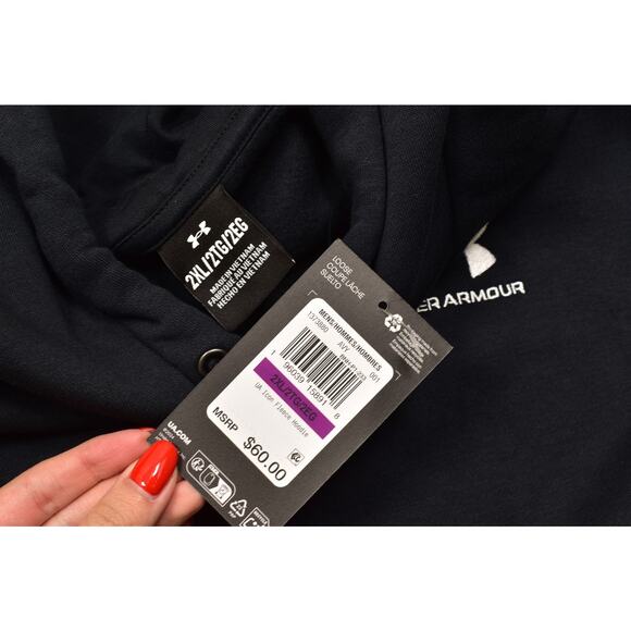 Under Armour Men's Black Hoodie Pullover Loose Fit Size 2XL Cotton Blend NWT - Picture 6 of 8